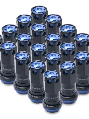 Sleva NRG Innovations 600 Series sada ocelových kolových matic M12x1,5 20 ks + nástavec klíče, barva černo-modrá