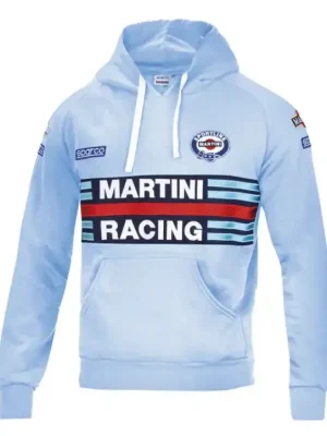 Časově Omezené Sparco mikina s kapucí Martini Racing, barva světle modrá, velikost M
