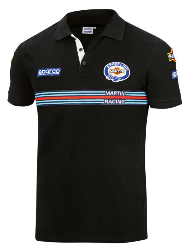 Sparco polokošile s pruhem Martini Racing, barva černá, velikost M Akce