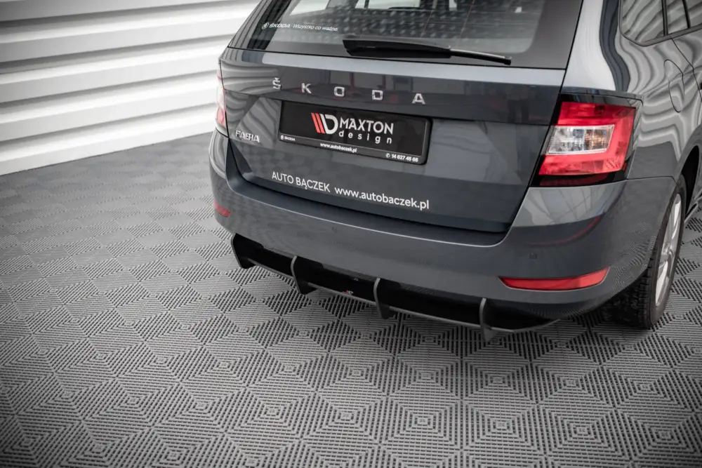 Přímo Od Výrobce Maxton Design "Street Pro" difuzor zadního nárazníku pro Škoda Fabia MK3 Facelift, plast ABS bez povrchové úpravy, s černou a červenou linkou
