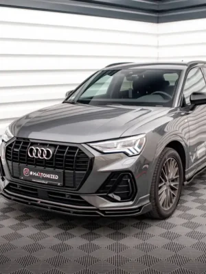 Bezpečná Platba Maxton Design spoiler pod přední nárazník ver.2 pro Audi Q3 F3 S-Line, černý lesklý plast ABS