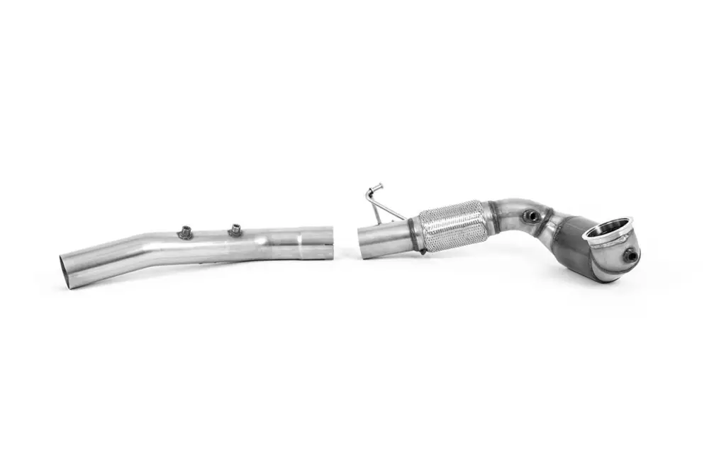 Výprodej Milltek Sport downpipe a Hi-Flow sportovní katalyzátor 94mm / 3.7" ID Turbo Outlet do 80mm / 3.15" Downpipe s 200CPSI HJS Cat, vč. OPF/GPF Bypass pro Škoda Octavia IV vRS 2.0 TSI 245PS (MQB EVO Mk4) Sedan/Combi (s OPF/GPF) 2020-2024