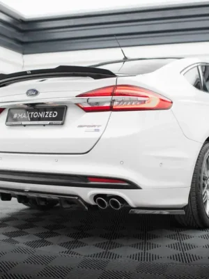 Zlevněný Maxton Design středový spoiler pod zadní nárazník s žebrováním pro Ford Mondeo Mk5 Facelift, černý lesklý plast ABS, Sport