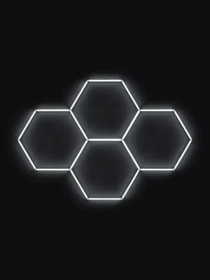 Novinka Kompletní LED hexagonové svítidlo bílé 6500 K, rozměr 4 elementy 241 x 168 cm