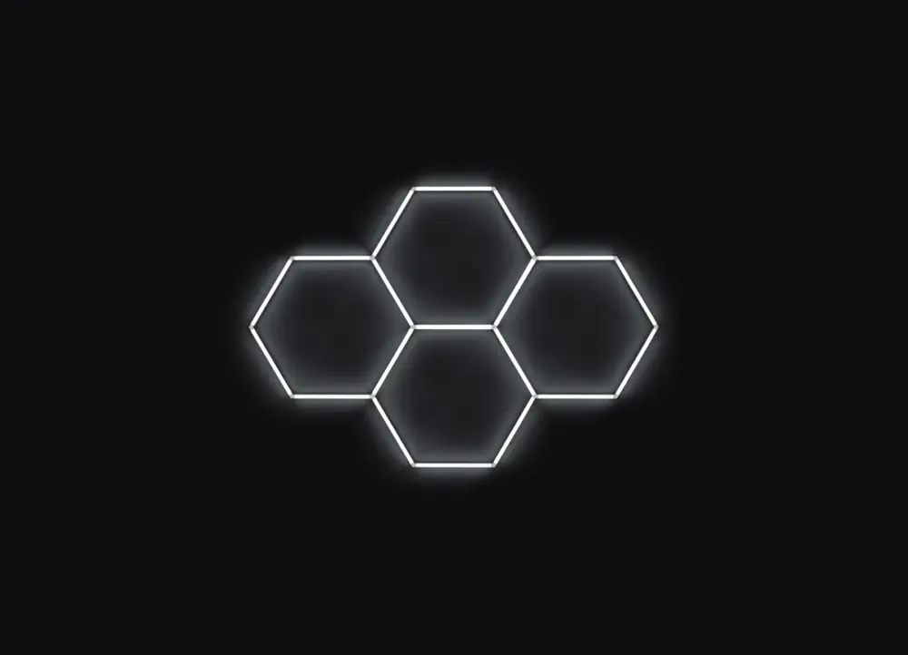 Novinka Kompletní LED hexagonové svítidlo bílé 6500 K, rozměr 4 elementy 241 x 168 cm