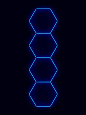 Cenově Výhodný Kompletní LED hexagonové svítidlo modré, rozměr 4 elementy 97 x 327 cm