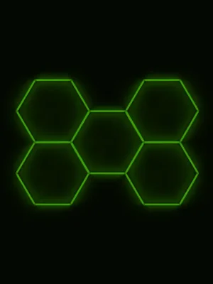 Autentický Kompletní LED hexagonové svítidlo zelené, rozměr 5 elementů 238 x 168 cm