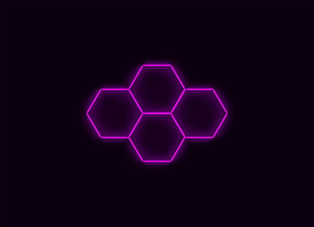 Nejprodávanější Kompletní LED hexagonové svítidlo růžové, rozměr 4 elementy 241 x 168 cm