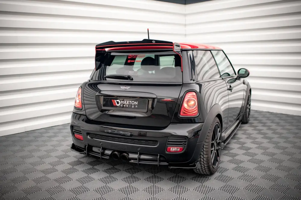 Akční Cena Maxton Design "Street Pro" difuzor zadního nárazníku pro Mini Cooper R56 JCW, plast ABS bez povrchové úpravy, s černou a červenou linkou