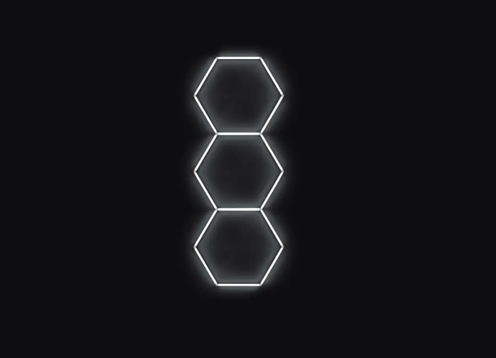 Kompletní LED hexagonové svítidlo bílé 4500 K, rozměr 3 elementy 97 x 246 cm Aktuální