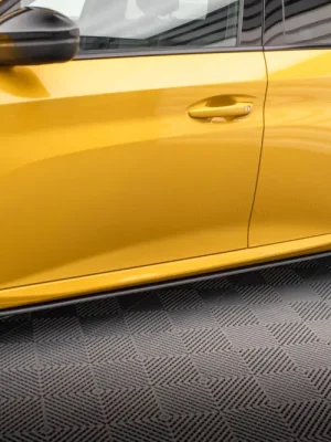 Akční Nabídka Maxton Design "Street Pro" difuzory pod boční prahy s křidélky pro Peugeot 208 GT Mk2, plast ABS bez povrchové úpravy, s červenou linkou