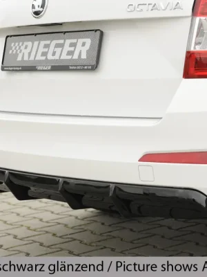 Aktuální Rieger vložka zadního nárazníku pro Škoda Octavia 5E combi, sedan vč. faceliftu, ABS plast Carbon-Look, pro vozy s parkovacím asistentem PDC