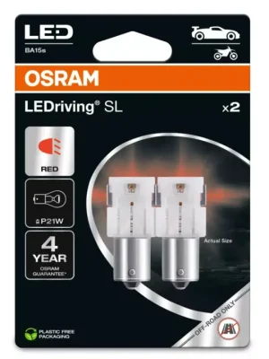 OSRAM LED autožárovky LEDriving SL P21W, červená Expresní Doručení