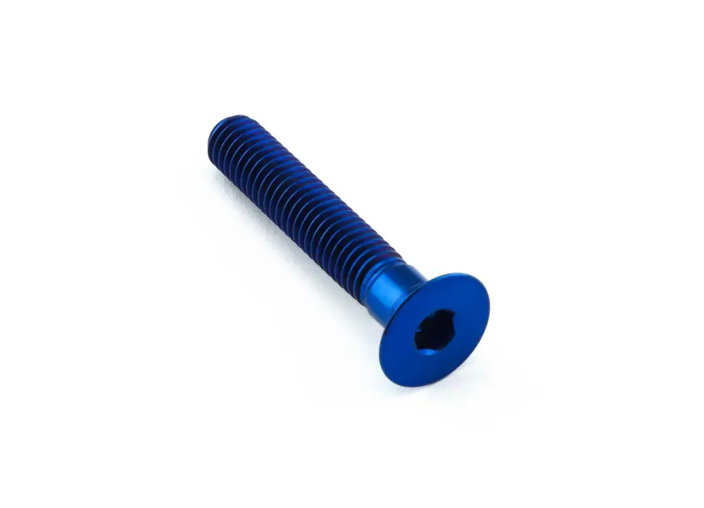 Sleva Pro-Bolt titanový inbusový šroub se zápustnou hlavou se závitem M6 x 1,00 mm a délkou závitu 31,25 mm, barva modrá