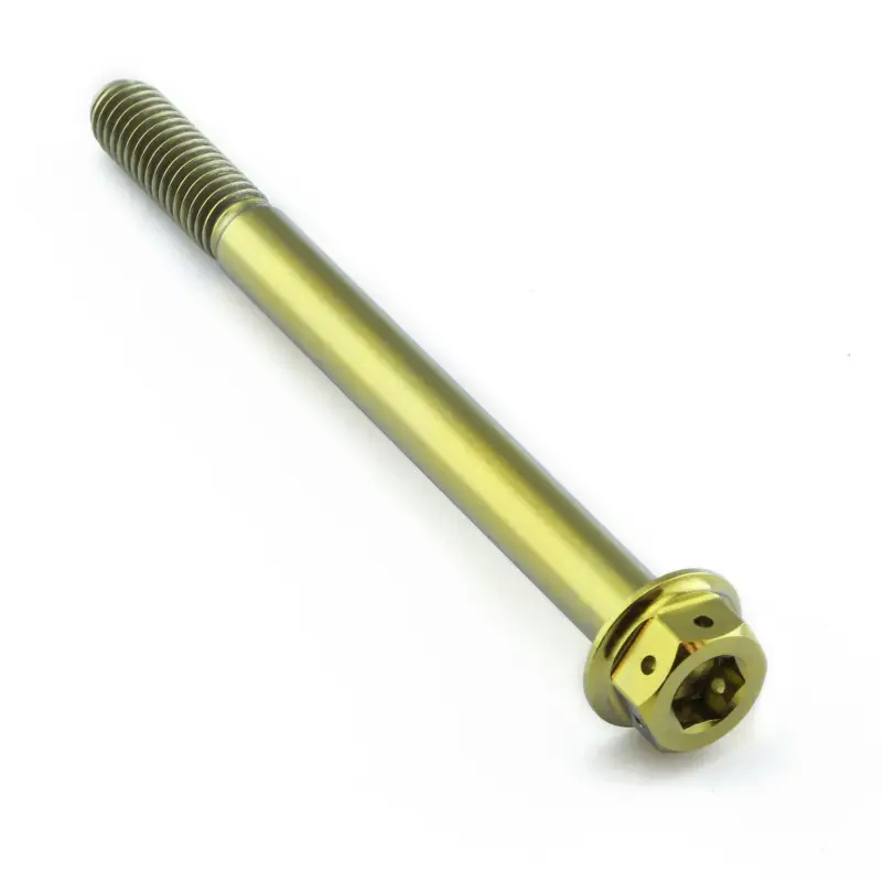 Akce Pro-Bolt titanový šroub s DualDrive hlavou (šestihran + inbus) se závitem M6 x 1,00 mm a délkou 70 mm, barva zlatá