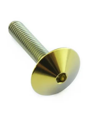 Cenově Výhodný Pro-Bolt titanový inbusový šroub s vypouklou hlavou se závitem M5 x 0,80 mm a délkou 25 mm, barva zlatá