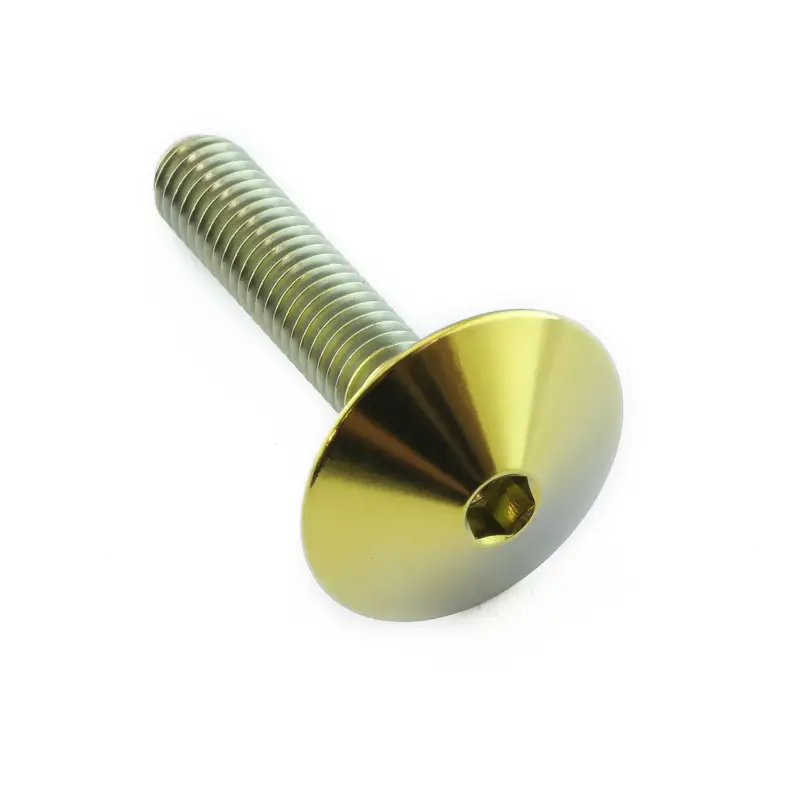 Cenově Výhodný Pro-Bolt titanový inbusový šroub s vypouklou hlavou se závitem M5 x 0,80 mm a délkou 25 mm, barva zlatá