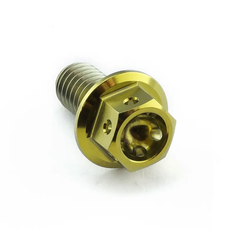 Značkový Pro-Bolt titanový šroub s šestihrannou hlavou se závitem M6 x 1,00 mm a délkou 12 mm, barva zlatá