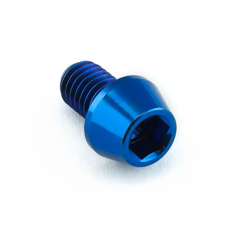 Autentický Pro-Bolt titanový inbusový šroub s kónusovou hlavou se závitem M5 x 0,80 mm a délkou 8 mm, barva modrá