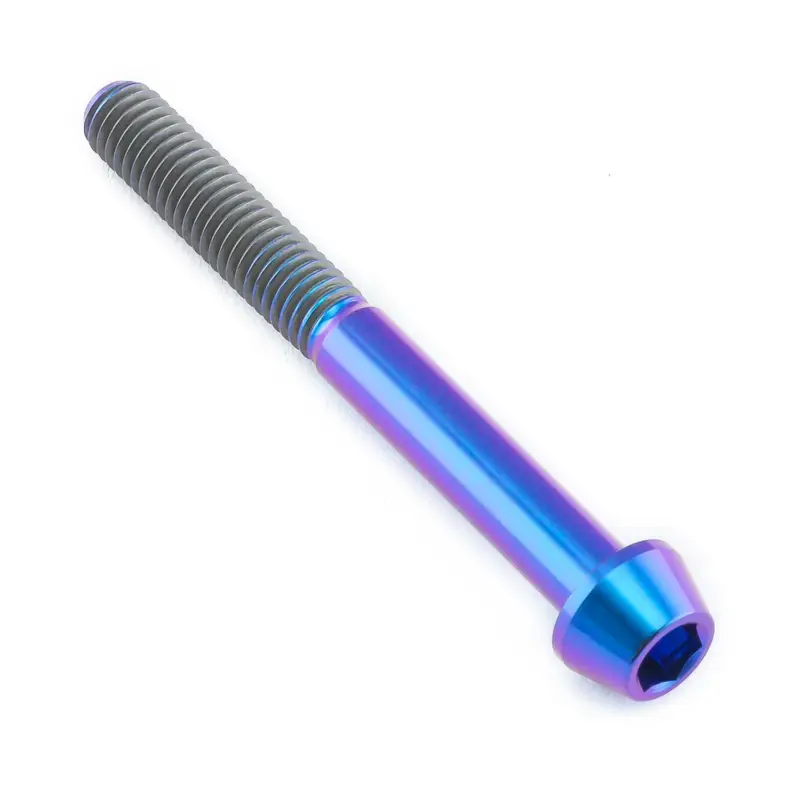 Autentický Pro-Bolt titanový inbusový šroub s kónusovou hlavou se závitem M5 x 0,80 mm a délkou 45 mm, barva opálená fialová