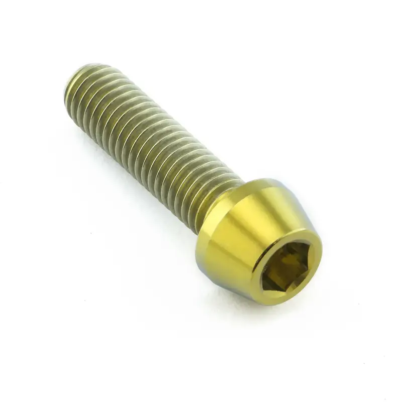 Autentický Pro-Bolt titanový inbusový šroub s kónusovou hlavou se závitem M8 x 1,25 mm a délkou 30 mm, barva zlatá
