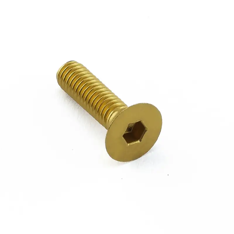 Pro-Bolt hliníkový inbusový šroub se zápustnou hlavou se závitem M4 x 0,70 mm a délkou závitu 12,5 mm, barva zlatá Kup Teď
