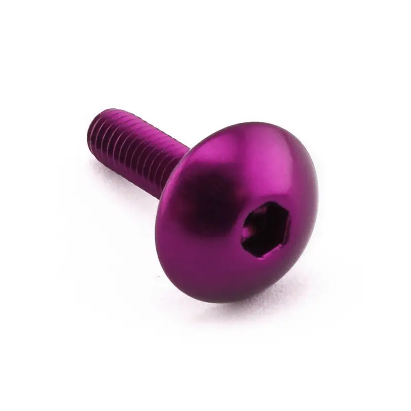 Pro-Bolt hliníkový inbusový šroub s vypouklou hlavou o průměru 12 mm se závitem M4 x 0,70 mm a délkou závitu 15 mm, barva fialová Must-Have