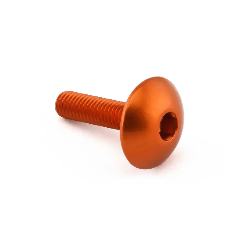 Nízká Cena Pro-Bolt hliníkový inbusový šroub s vypouklou hlavou o průměru 16 mm se závitem M5 x 0,80 mm a délkou závitu 20 mm, barva oranžová