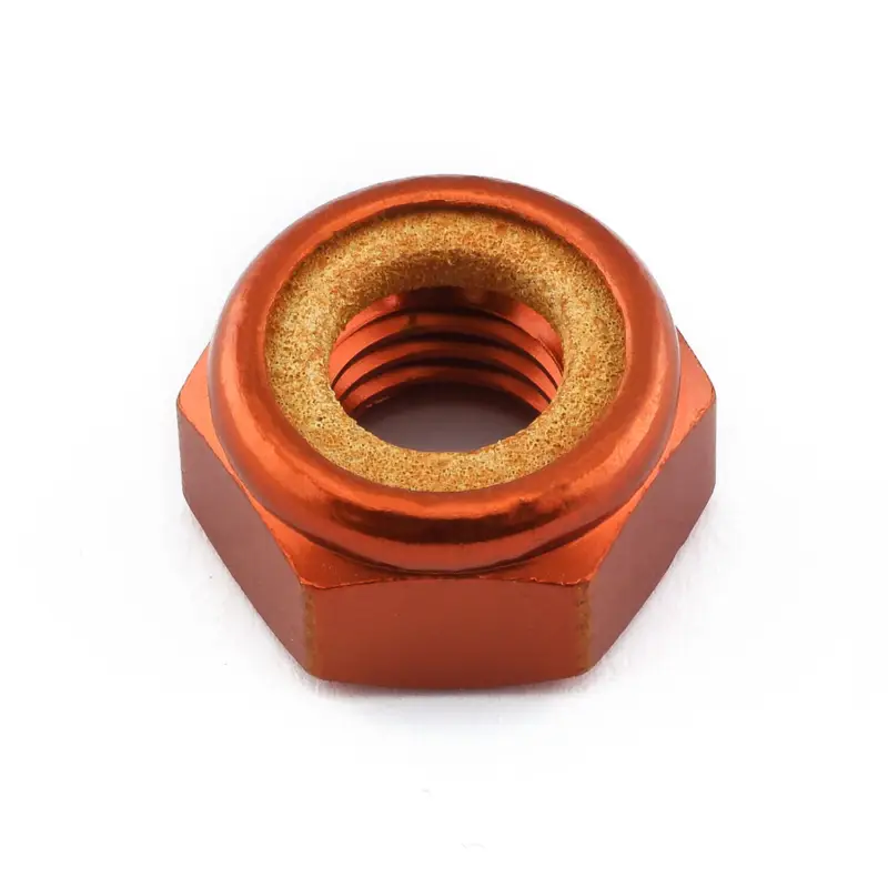 Pro-Bolt hliníková matka s nylonovou vložkou se závitem M10 x 1,50 mm, barva oranžová Hit Sezóny