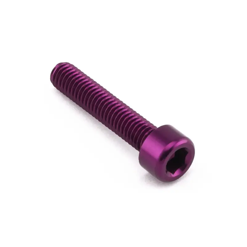 Pro-Bolt hliníkový inbusový šroub s válcovou hlavou se závitem M6 x 1,00 mm a délkou závitu 30 mm, barva fialová Originální