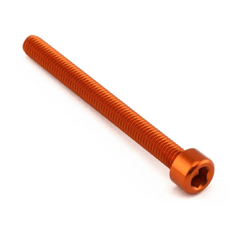 Hit Sezóny Pro-Bolt hliníkový inbusový šroub s válcovou hlavou se závitem M6 x 1,00 mm a délkou závitu 65 mm, barva oranžová