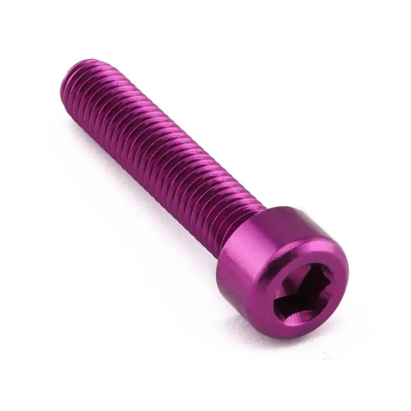 Pro-Bolt hliníkový inbusový šroub s válcovou hlavou se závitem M8 x 1,25 mm a délkou závitu 40 mm, barva fialová Finální Výprodej