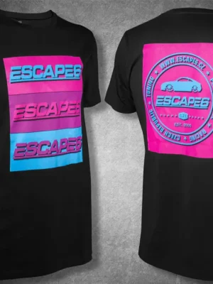 Odeslání Ihned Escape6 černo růžové unisexové tričko, velikost XL