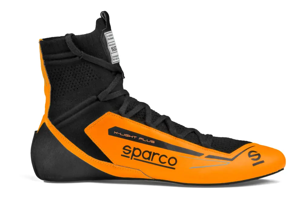 Vysoce Kvalitní Závodní boty Sparco X-LIGHT PLUS, s homologací FIA, barva oranžovo-černá, velikost 43