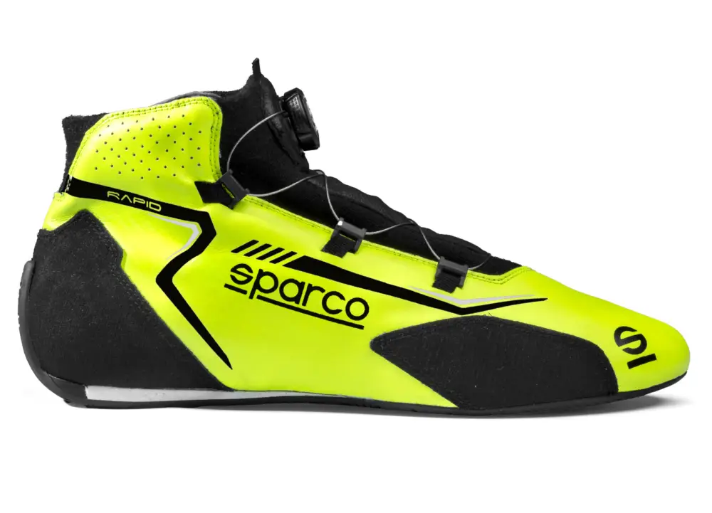 Akce Závodní boty Sparco RAPID s otočným mechanismem zapínání, s homologací FIA, barva žluto-černá, velikost 38