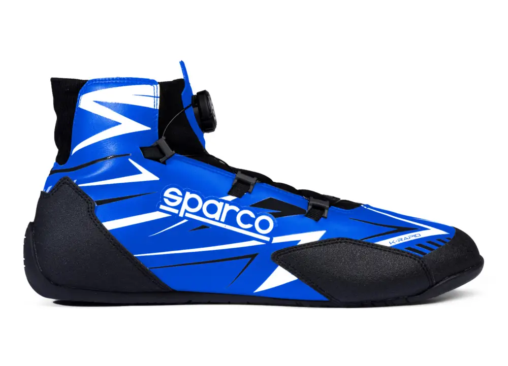Sezónní Sleva Kartingové boty Sparco K-RAPID s otočným mechanismem zapínání, s homologací FIA, barva modro-bílá, velikost 37