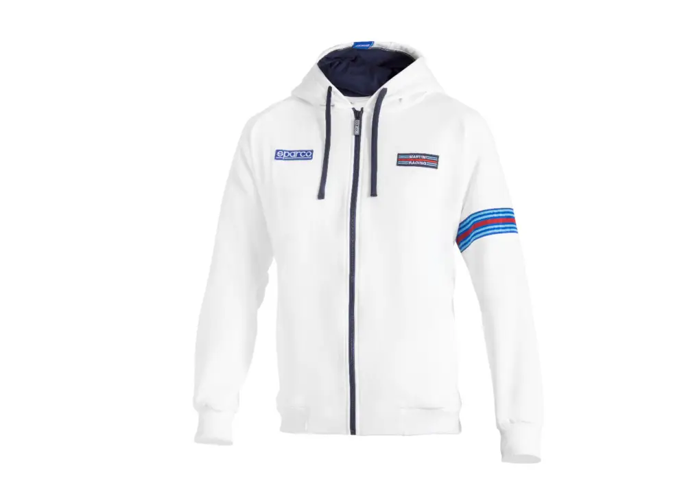 Sezónní Sleva Sparco mikina s kapucí, edice Martini Racing, barva bílá, velikost XXL