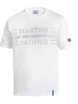 Zlevněný Sparco triko s velkým logem Martini Racing, barva bílá, velikost XS