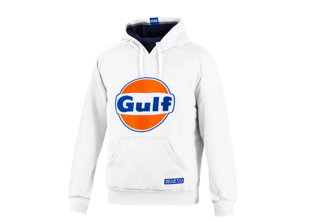 Ověřený Sparco mikina přes hlavu s kapucí Gulf, barva bílá, velikost XS