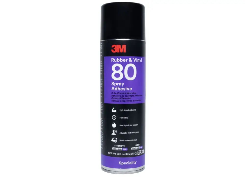 Cenově Výhodný 3M™ sprejové lepidlo 500 ml, typ polychloroprenové 80 na gumu a vinyl, nažloutlé