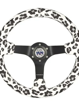NRG Innovations sportovní semišový volant Savage v leopardím vzoru, barva bílá Víkendová Akce