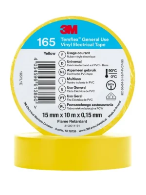 3M™ Temflex™ 165 víceúčelová vinylová elektroizolační páska 15 mm x 10 m x 0,15 mm, barva žlutá Cenově Výhodný