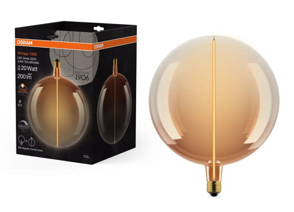Cenový Hit Ledvance hnědá LED žárovka E27 4.8W VINTAGE GLOBE, teplá bílá