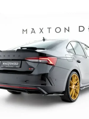 Časově Omezené Maxton Design difuzory pod zadní nárazník ver.1 pro Škoda Octavia RS Mk4, Mk4 Facelift, černý lesklý plast ABS, Liftback / Combi