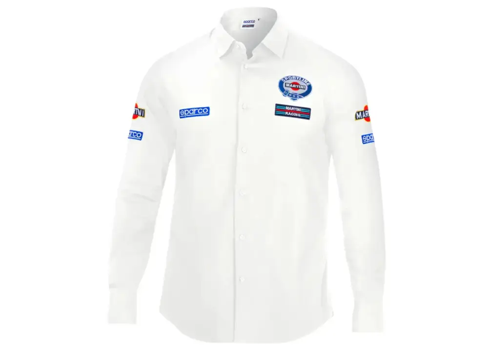 Časově Omezené Sparco košile s dlouhým rukávem Martini Racing, barva bílá, velikost XXXL