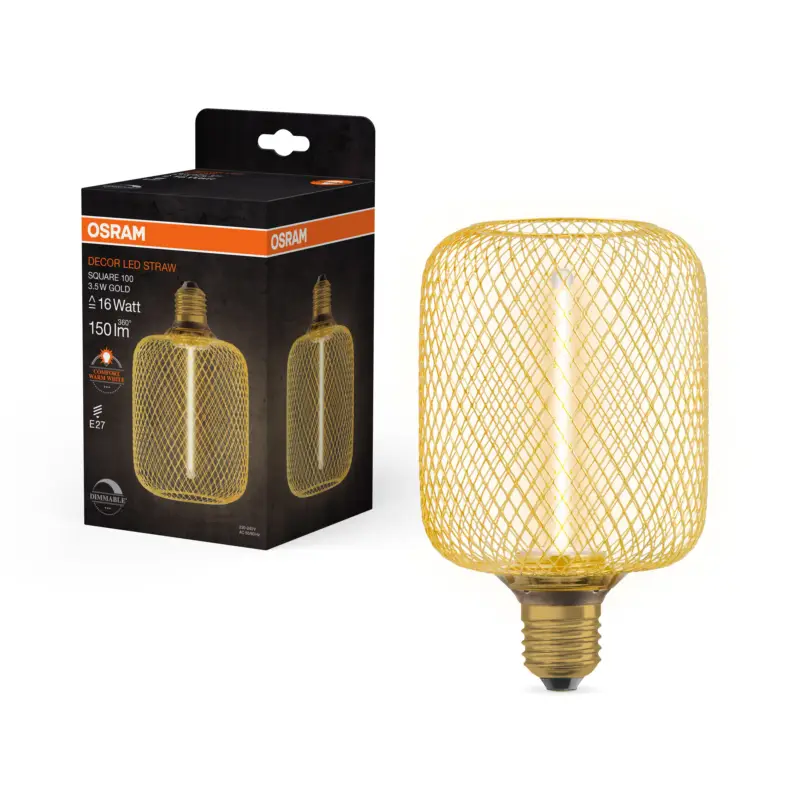 Ledvance slaměné LED stropní svítidlo E27 SQUARE, teplá bílá, stmívatelné Jen Po Omezenou Doba