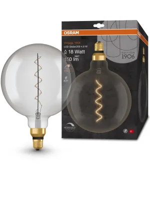 Ledvance kouřová stmívatelná LED žárovka E27 4,8 W BIG GLOBE, teplá bílá Autentický