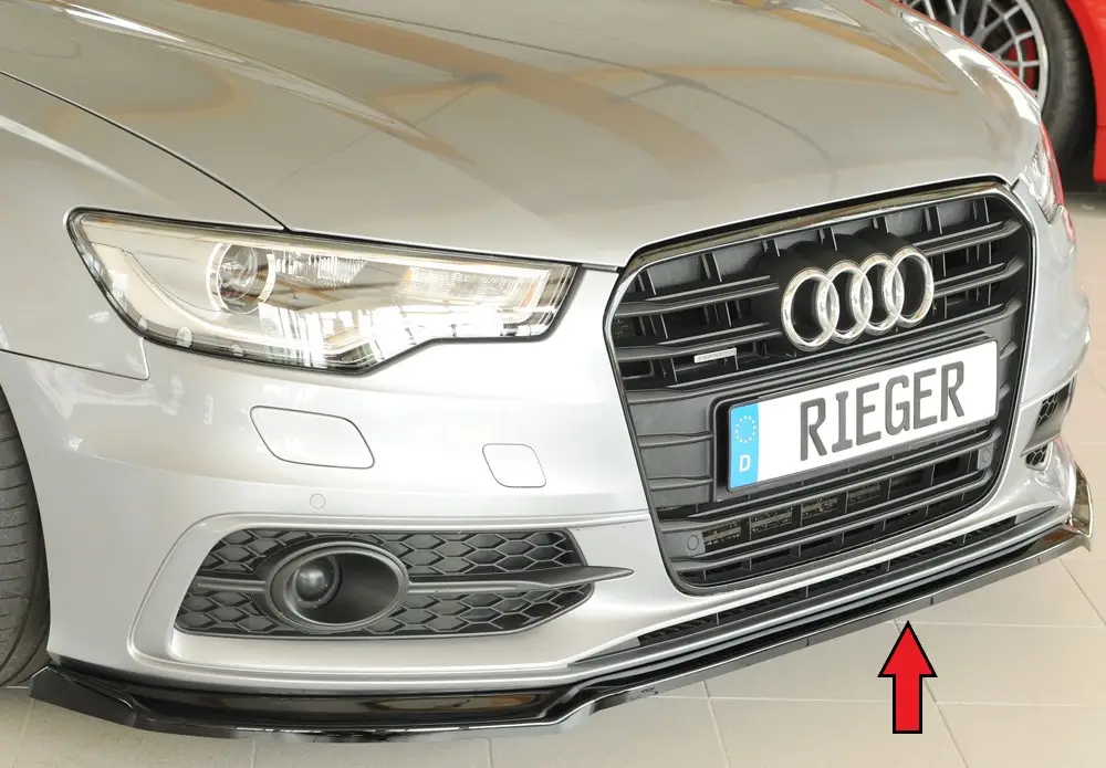 Vrácení Zdarma Rieger lipa pod přední nárazník pro Audi A6 S6 4G, C7 sedan, 02/12-08/14, plast ABS lakovaný do černé lesklé barvy