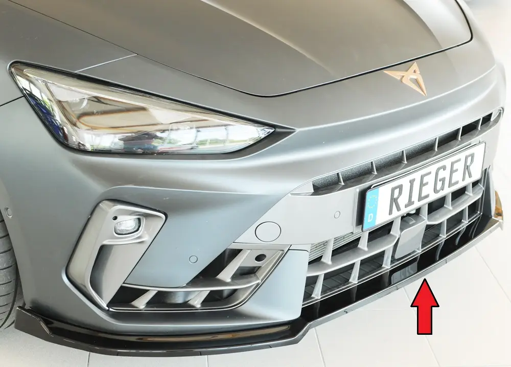 Must-Have Rieger lipa pod přední nárazník pro Cupra Leon KL 5-dvéř. (ST/sportstourer), 06/24-, plast ABS lakovaný do černé lesklé barvy