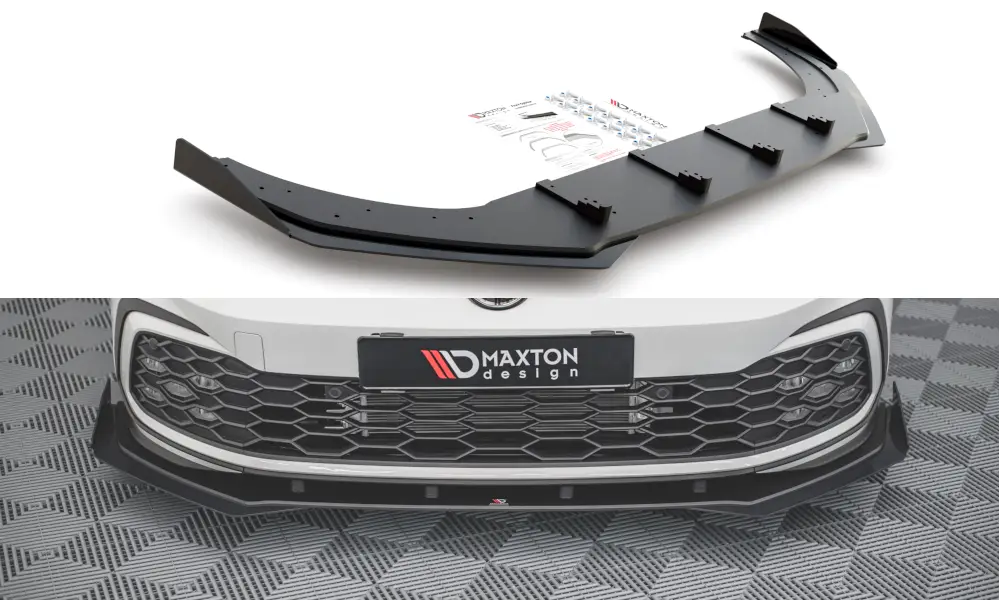 Speciální Cena Maxton Design "Racing durability" spoiler pod přední nárazník s rohovými splittery pro Volkswagen Golf R-Line Mk8, Mk8 Facelift, plast ABS bez povrchové úpravy